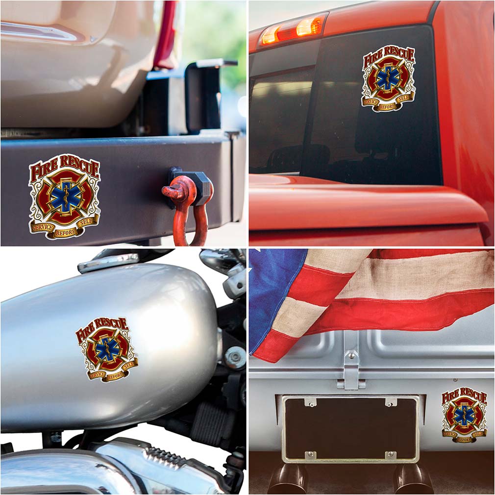 Fire Rescue Gold Shield Premium Reflective Decal