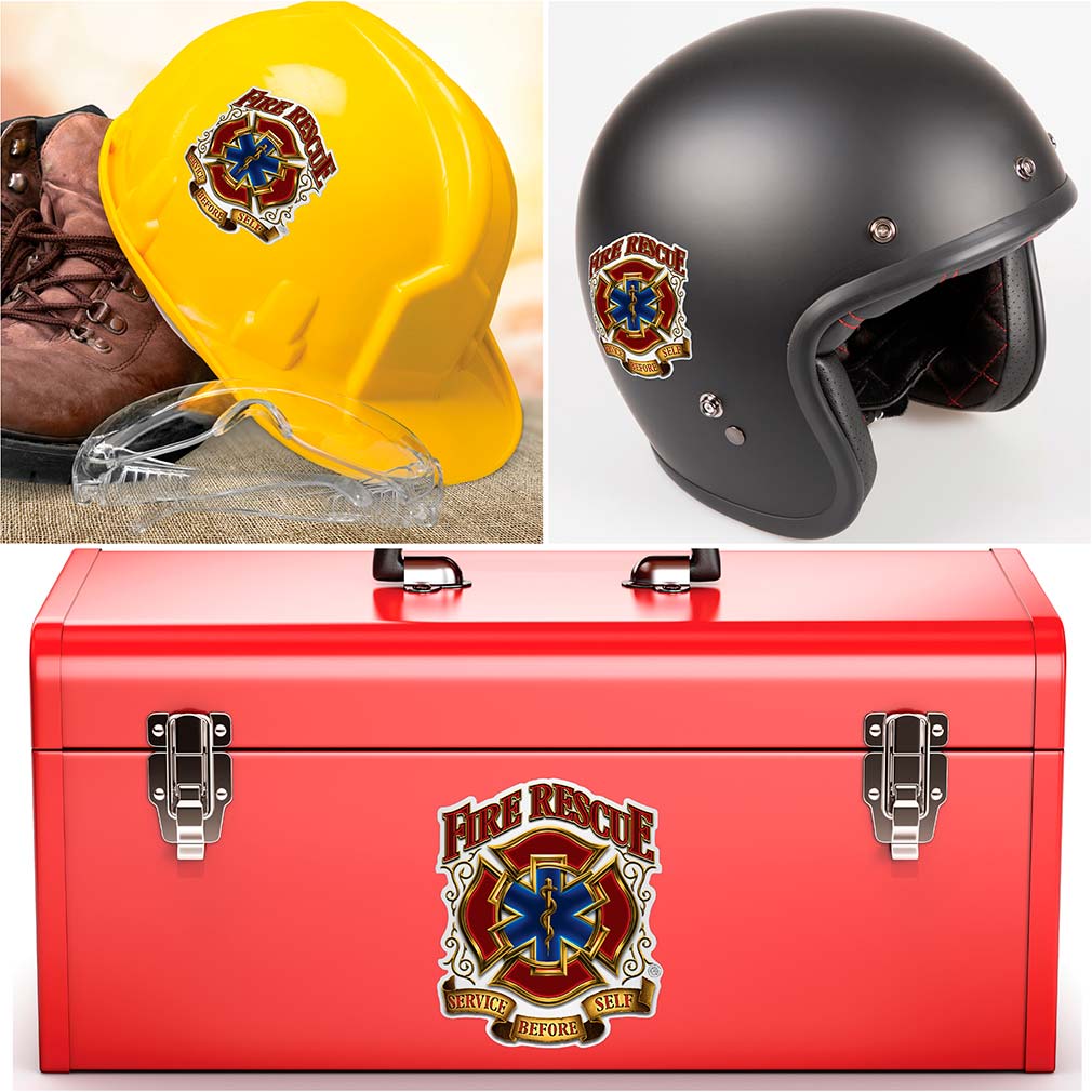 Fire Rescue Gold Shield Premium Reflective Decal
