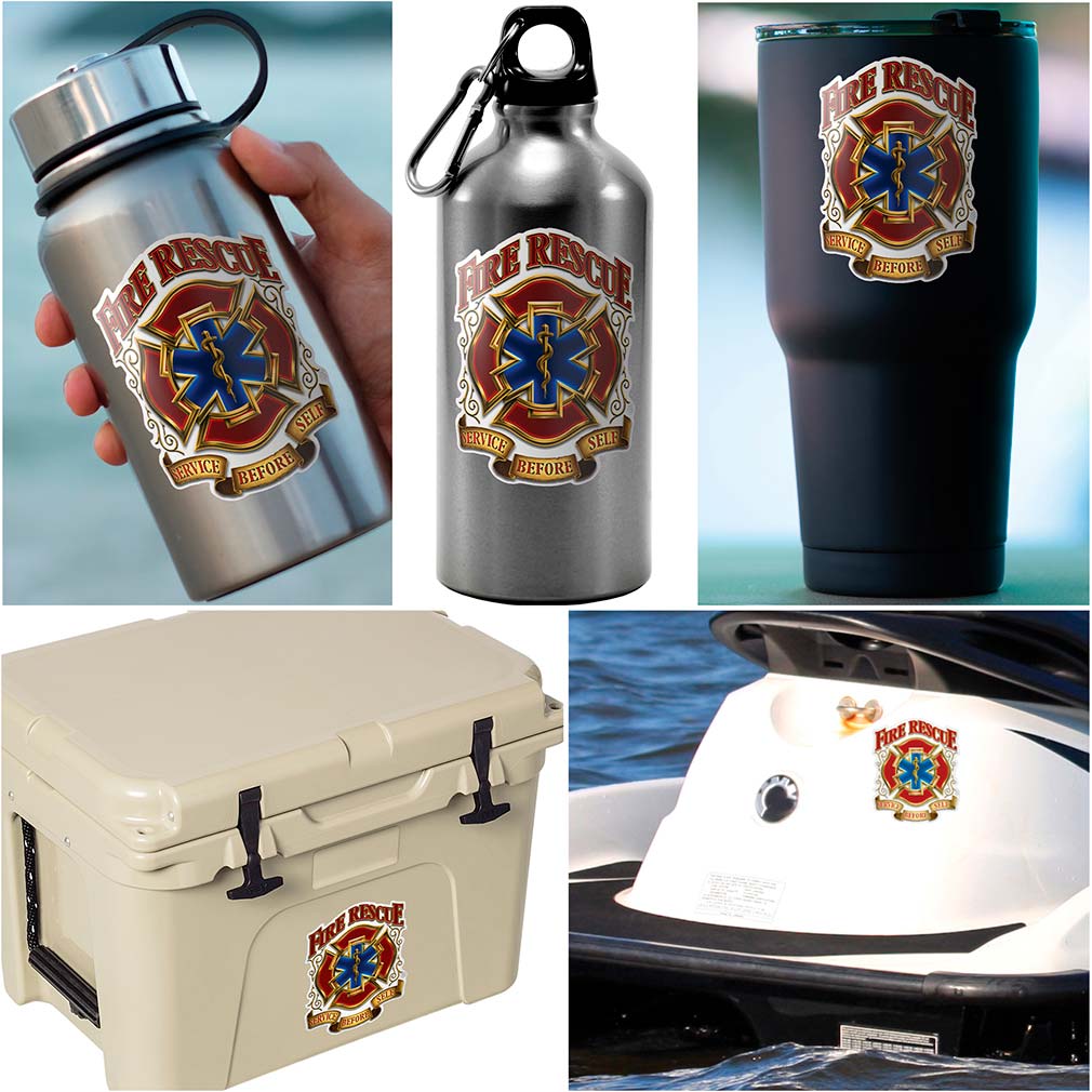 Fire Rescue Gold Shield Premium Reflective Decal