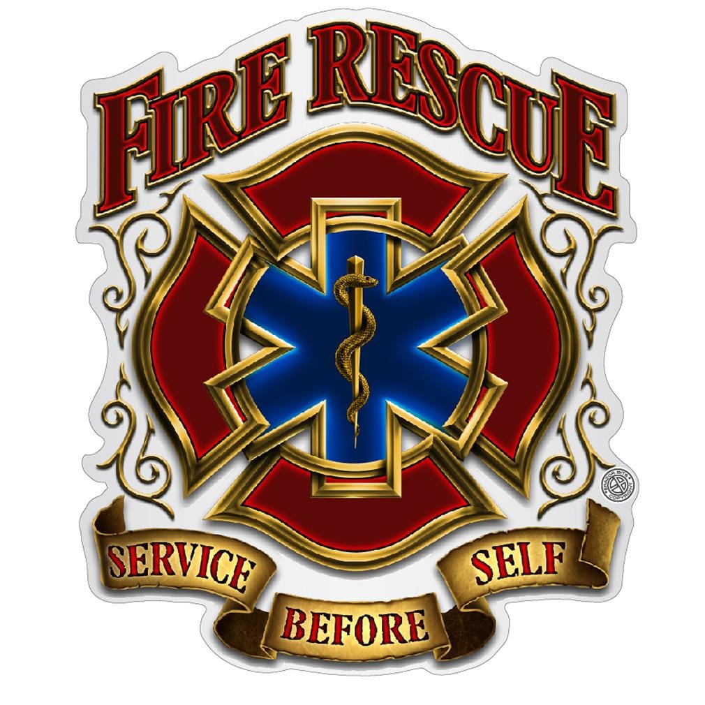 Fire Rescue Gold Shield Premium Reflective Decal