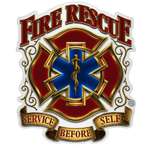 More Picture, Fire Rescue Gold Shield Premium Reflective Decal