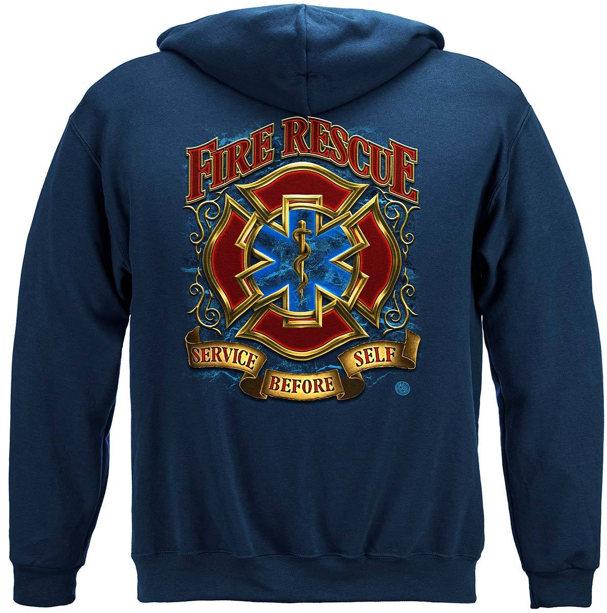 Fire Rescue Gold Shield Premium Hooded Sweat Shirt