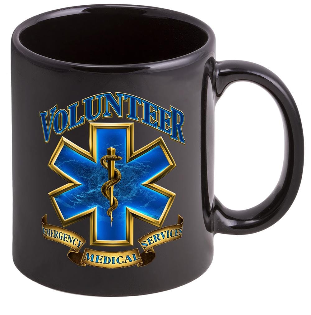 Volunteer EMS EMT Stoneware Black Coffee Mug Gift Set