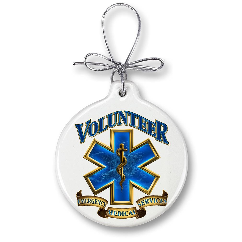 Volunteer EMS Gold Shield Christmas Tree Ornaments