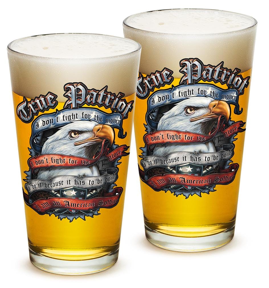 True Patriot US Flag 16oz Pint Glass Glass Set