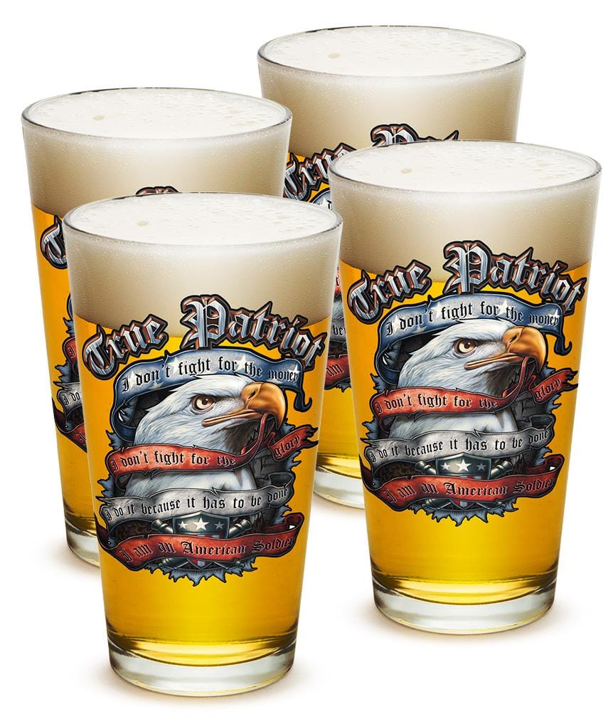True Patriot US Flag 16oz Pint Glass Glass Set