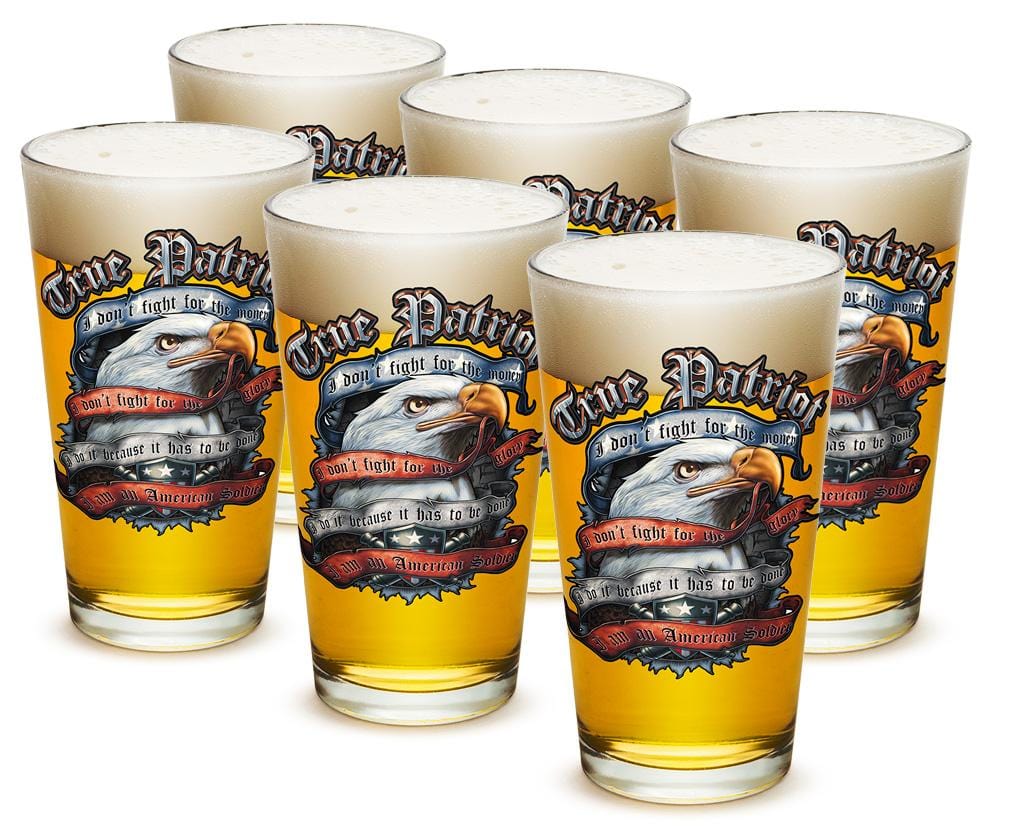 True Patriot US Flag 16oz Pint Glass Glass Set