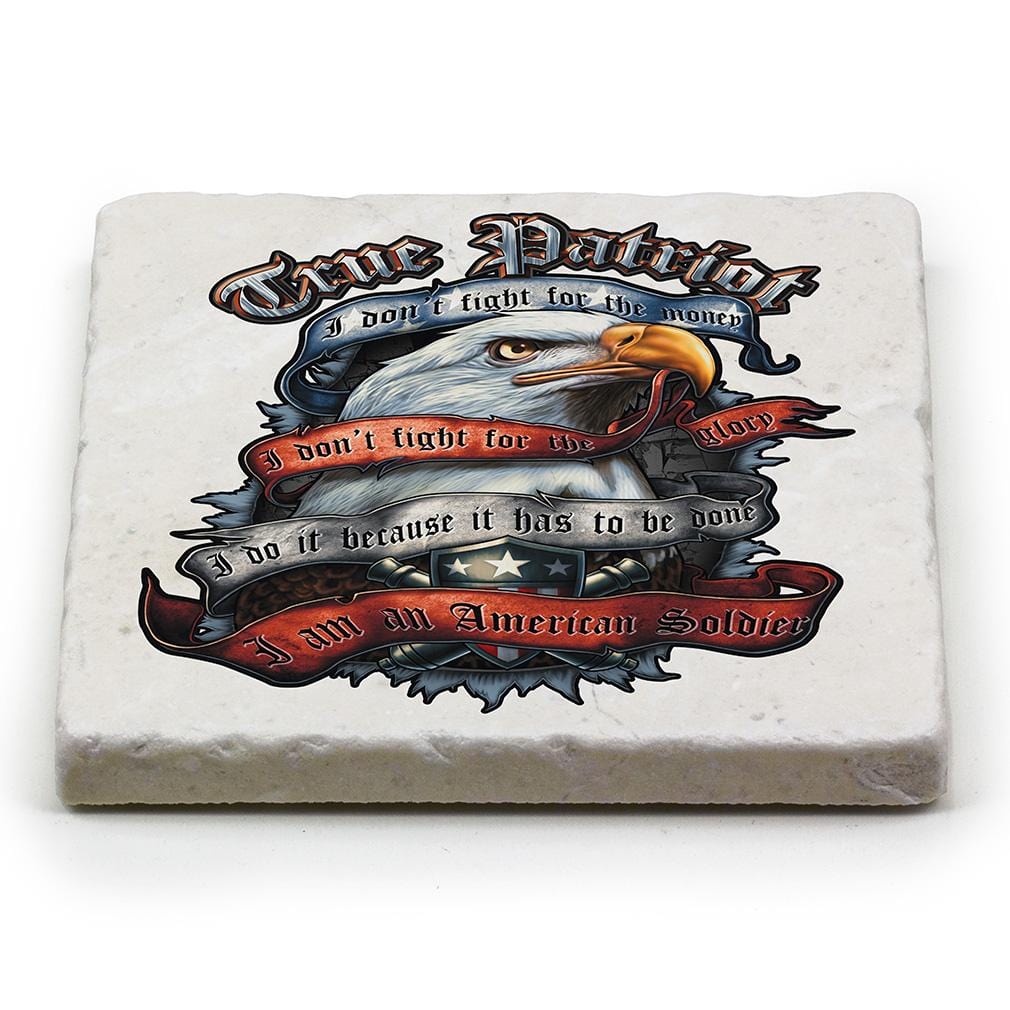 True Patriot Ivory Tumbled Marble 4IN x 4IN Coaster Gift Set