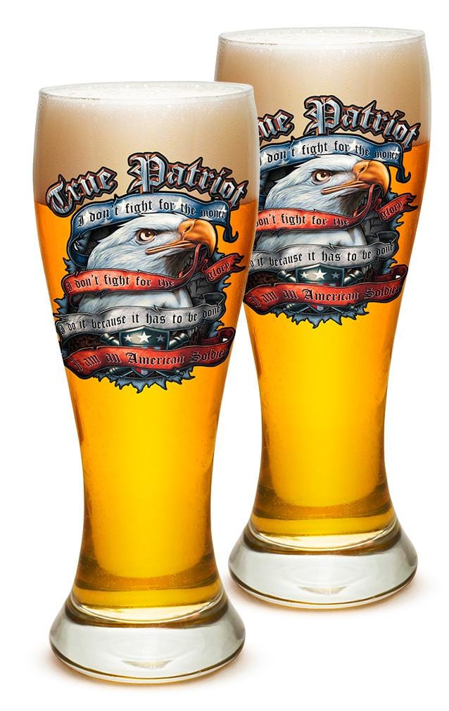 True Patriot US Flag 23oz Pilsner Glass Glass Set