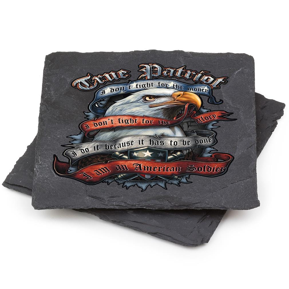 True Patriot Black Slate 4IN x 4IN Coaster Gift Set