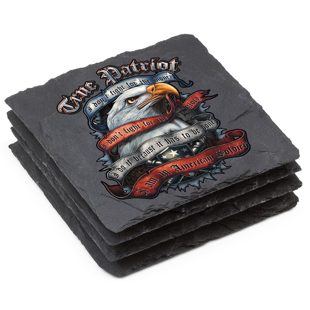 True Patriot Black Slate 4IN x 4IN Coaster Gift Set
