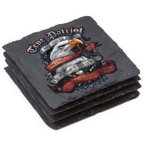 More Picture, True Patriot Black Slate 4IN x 4IN Coaster Gift Set