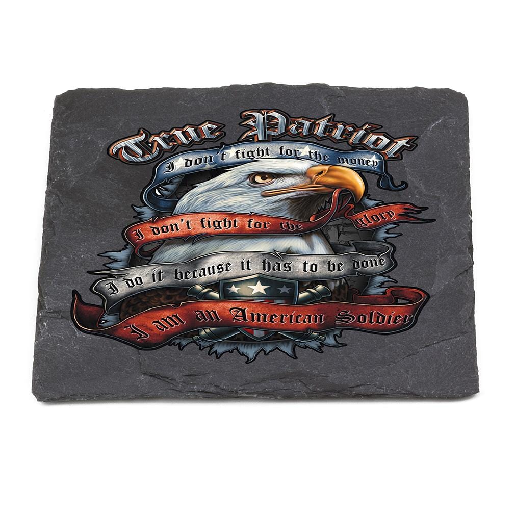 True Patriot Black Slate 4IN x 4IN Coaster Gift Set