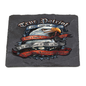 More Picture, True Patriot Black Slate 4IN x 4IN Coaster Gift Set