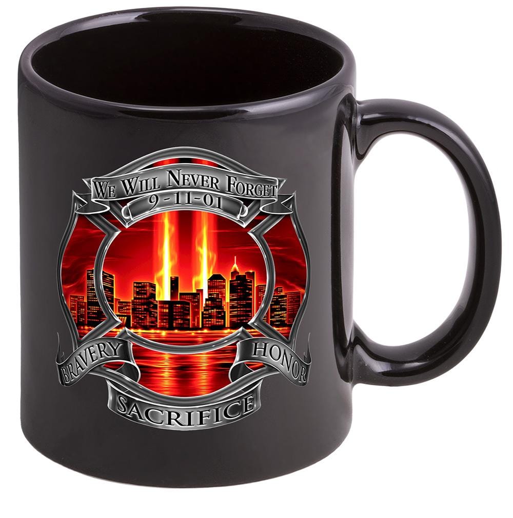 Red Tribute High Honor Firefighter Stoneware Black Coffee Mug Gift Set
