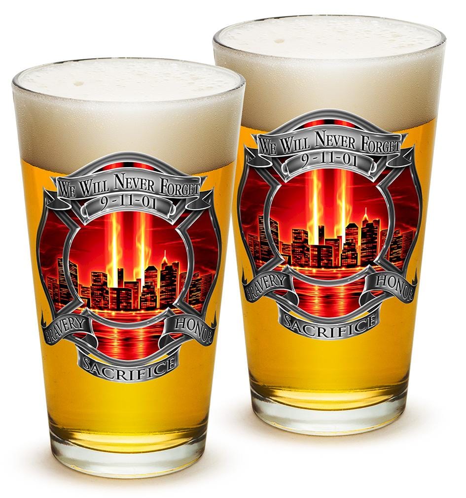 Tribute High Honor Red Firefighter 16oz Shooter Shot Glass Glass Set