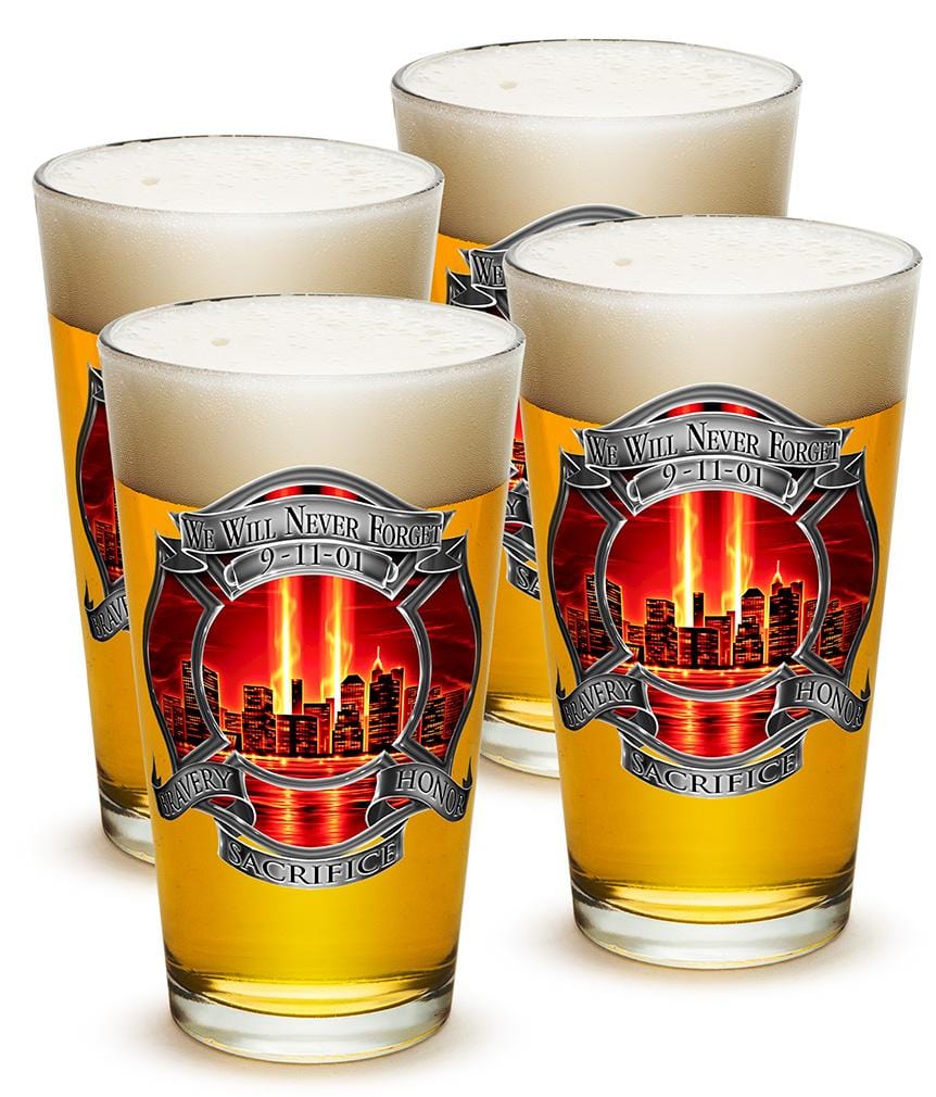 Tribute High Honor Red Firefighter 16oz Shooter Shot Glass Glass Set