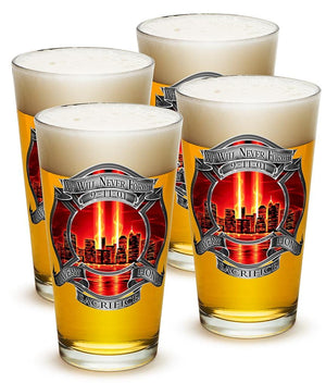 More Picture, Tribute High Honor Red Firefighter 16oz Shooter Shot Glass Glass Set