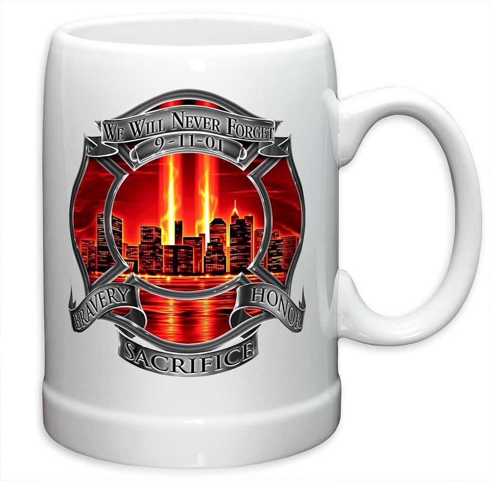 Red Tribute High Honor Firefighter Stoneware White Coffee Mug Gift Set