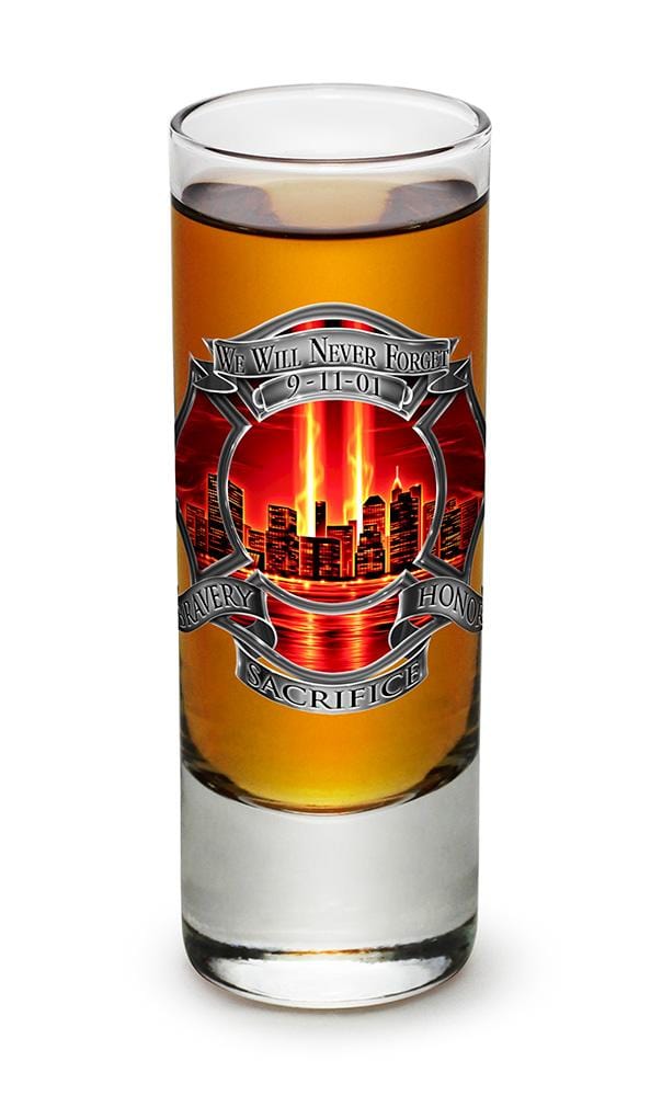 Tribute High Honor Red Firefighter 2oz Shooter Shot Glass Glass Set