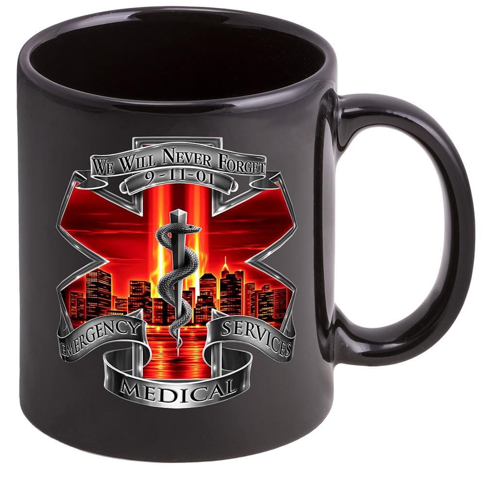 Tribute High Honor Red EMS EMT Stoneware Black Coffee Mug Gift Set