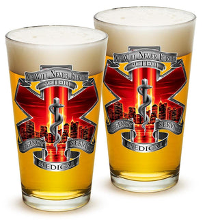 More Picture, Tribute High Honor Red EMS 16oz Pint Glass Glass Set