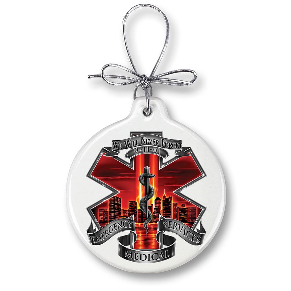 Red High Honor EMS Tribute Christmas Tree Ornaments