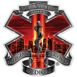More Picture, Red High Honor EMS Tribute Premium Reflective Decal