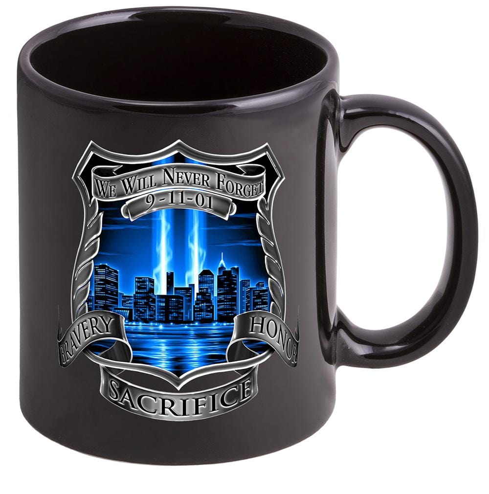 Law Enforcement Tribute High Honor Police Stoneware Black Coffee Mug Gift  Set