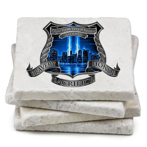 More Picture, Law Enforcement After Math 911 Police Ivory Tumbled Marble 4IN x 4IN Coasters Gift Set