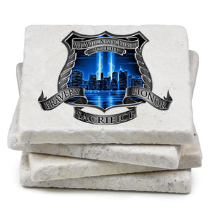 More Picture, Law Enforcement After Math 911 Police Ivory Tumbled Marble 4IN x 4IN Coasters Gift Set