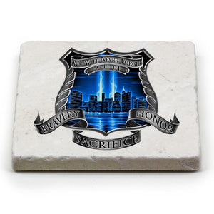 More Picture, Law Enforcement After Math 911 Police Ivory Tumbled Marble 4IN x 4IN Coasters Gift Set
