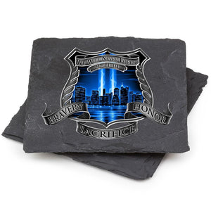 More Picture, Law Enforcement After Math 911 Police Black Slate 4IN x 4IN Coasters Gift Set