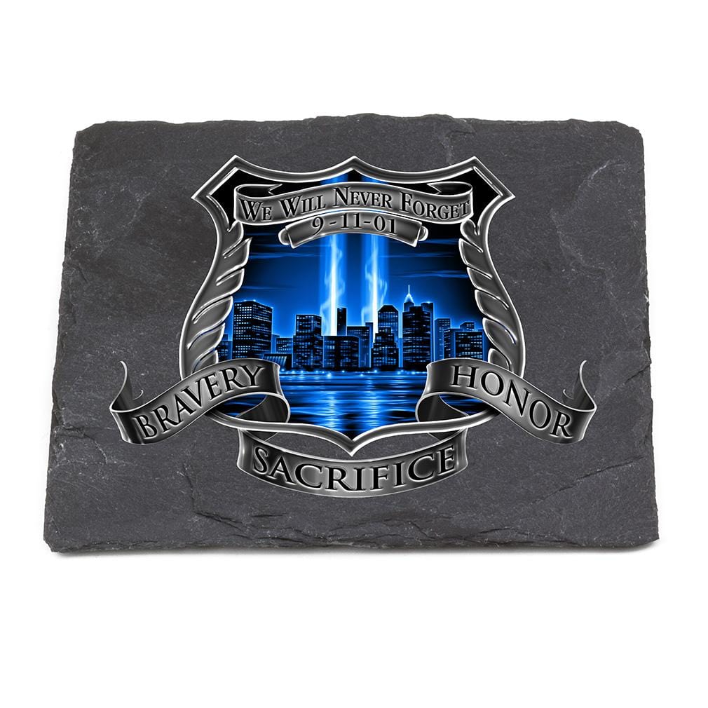 Law Enforcement After Math 911 Police Black Slate 4IN x 4IN Coasters Gift Set