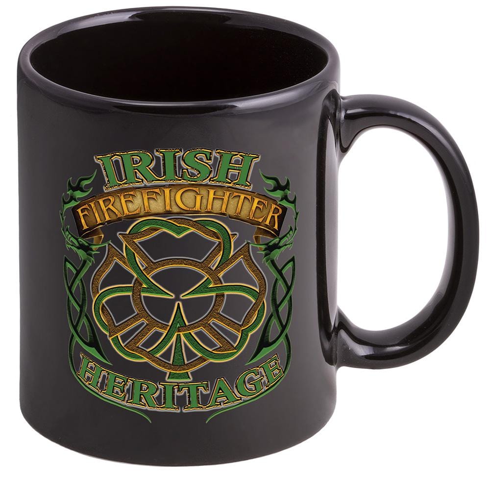 Firefighter Irish Heritage Stoneware Black Coffee Mug Gift Set