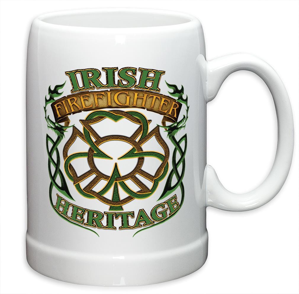 Firefighter Irish Heritage Stoneware White Coffee Mug Gift Set