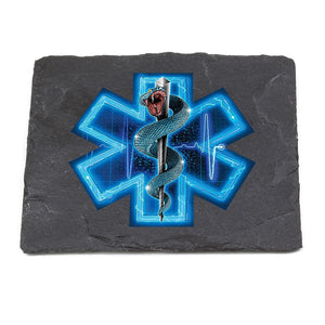 More Picture, EMS EMT Silver Snake Full Black Slate 4IN x 4IN Coasters Gift Set
