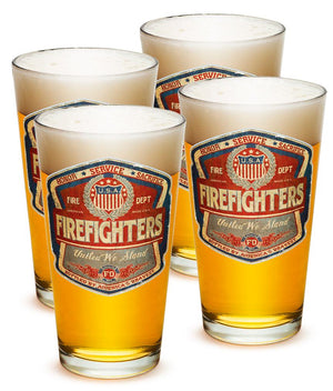 More Picture, Denim Fade  Label Firefighter 16oz Pint Glass Glass Set