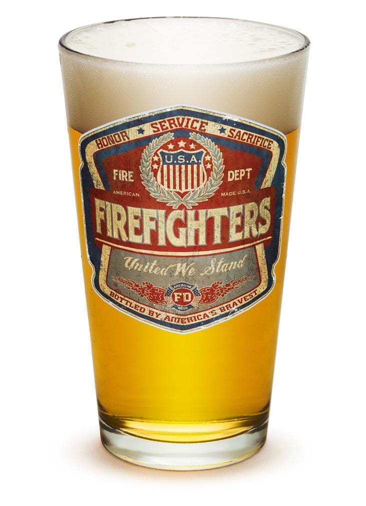 Denim Fade Beer Label Firefighter 16oz Pint Glass Glass Set