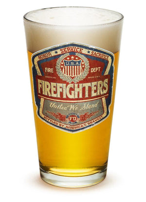 More Picture, Denim Fade  Label Firefighter 16oz Pint Glass Glass Set