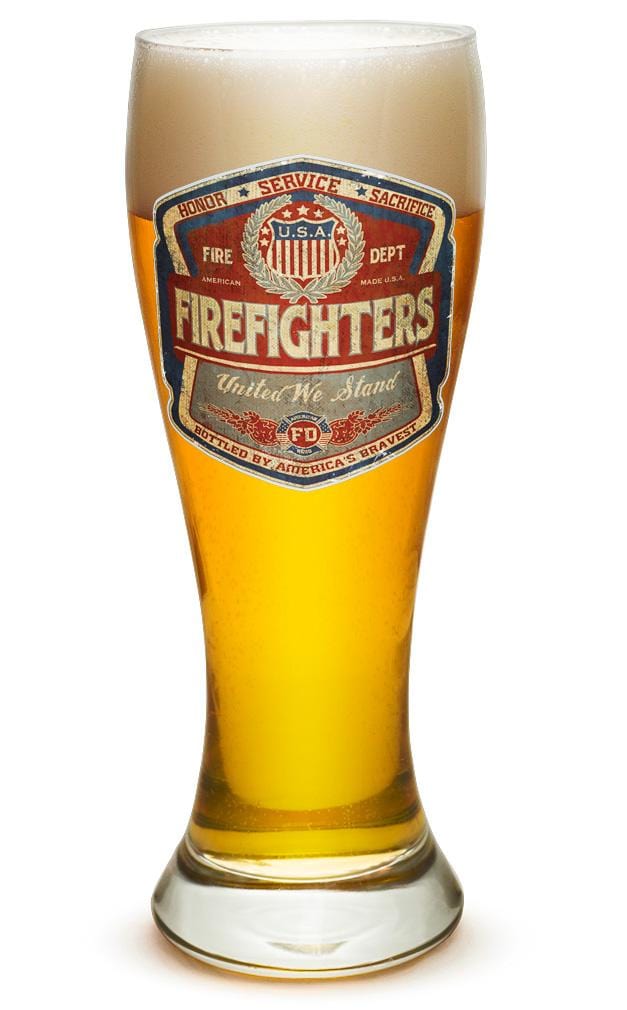 Denim Fade Beer Label Firefighter 23oz Pilsner Glass Glass Set