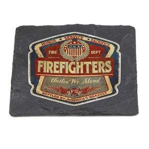 More Picture, Firefighter Denim Fade Black Slate 4IN x 4IN Coasters Gift Set