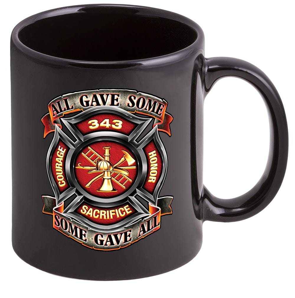 Firefighter Fire Honor Courage sacrifice 343 badge Stoneware Black Coffee Mug Gift Set