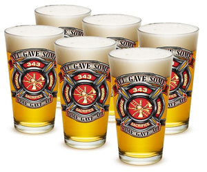 More Picture, Fire Honor Courage Sacrifice 343 badge Firefighter 16oz Pint Glass Glass Set