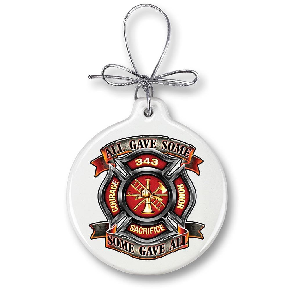 Firefighter Honor Courage Sacrifice 343 Badge Christmas Tree Ornaments