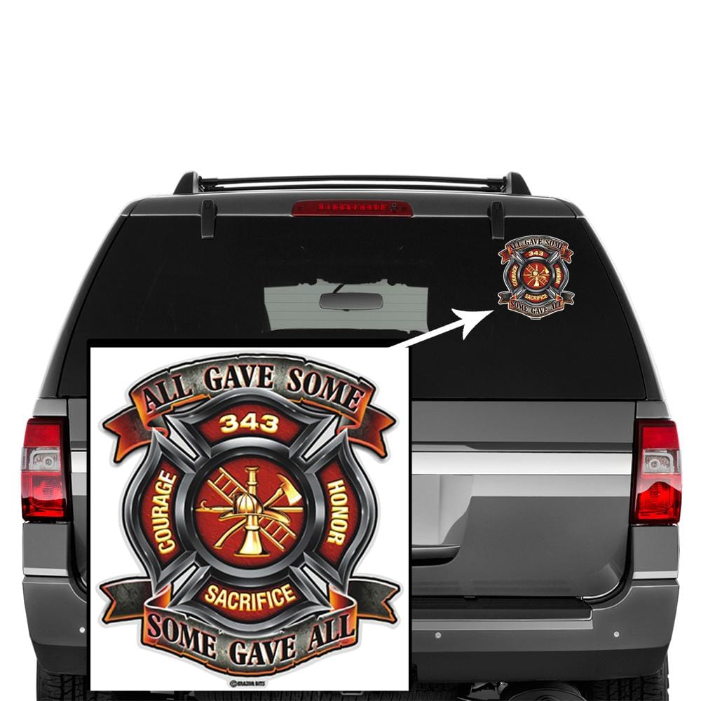 Fire Honor Courage sacrifice 343 Badge Premium Reflective Decal