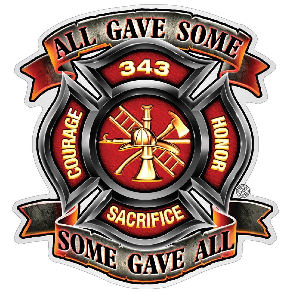 Fire Honor Courage sacrifice 343 Badge Premium Reflective Decal