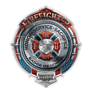 More Picture, Fire Honor service Sacrifice Chrome Badge Premium Reflective Decal
