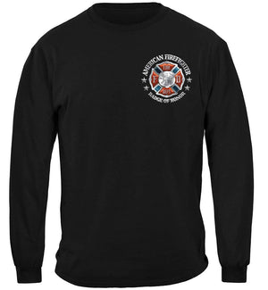 More Picture, Fire Honor Service Sacrifice Chrome Badge Premium Hooded Sweat Shirt