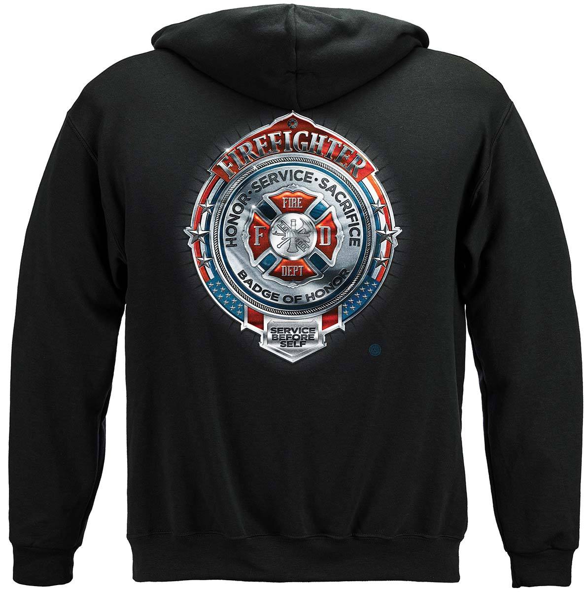 Fire Honor Service Sacrifice Chrome Badge Premium Long Sleeves